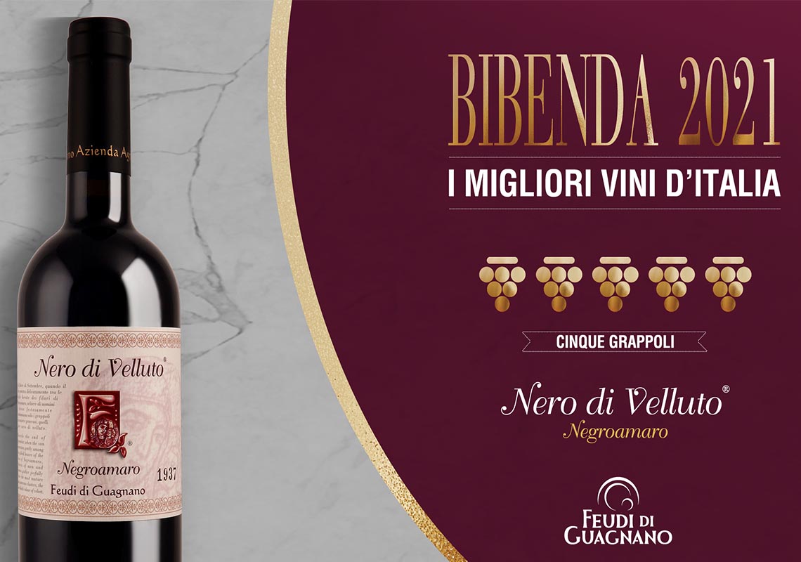For the fifth year in a row Nero di Velluto has been awarded with 5 Grappoli Bibenda